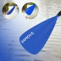 Blaues 24MOVE SUP Paddel aus Aluminium, 210cm Länge, vor Wasser.