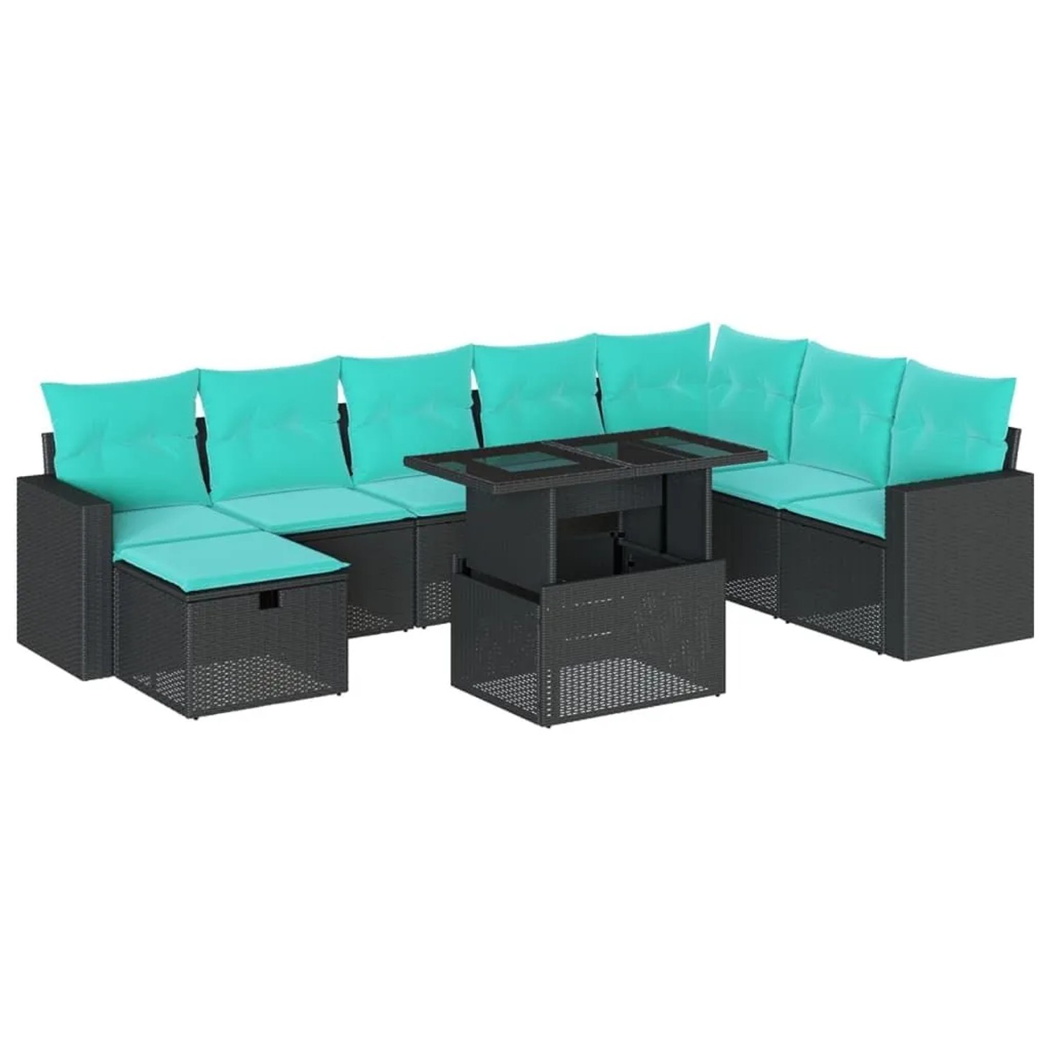 vidaXL 9-Tlg Gartensofa-Set mit Kissen Schwarz Polyrattan 3274867 günstig online kaufen