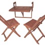 3-teiliges Balkonmöbel Set: Klapptisch zum Einhängen und zwei Holzstühle für den Balkon.
