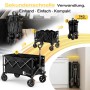 Sekey Bollerwagen, faltbar, schwarz, mit 120 kg Tragkraft, für Camping und Transport.