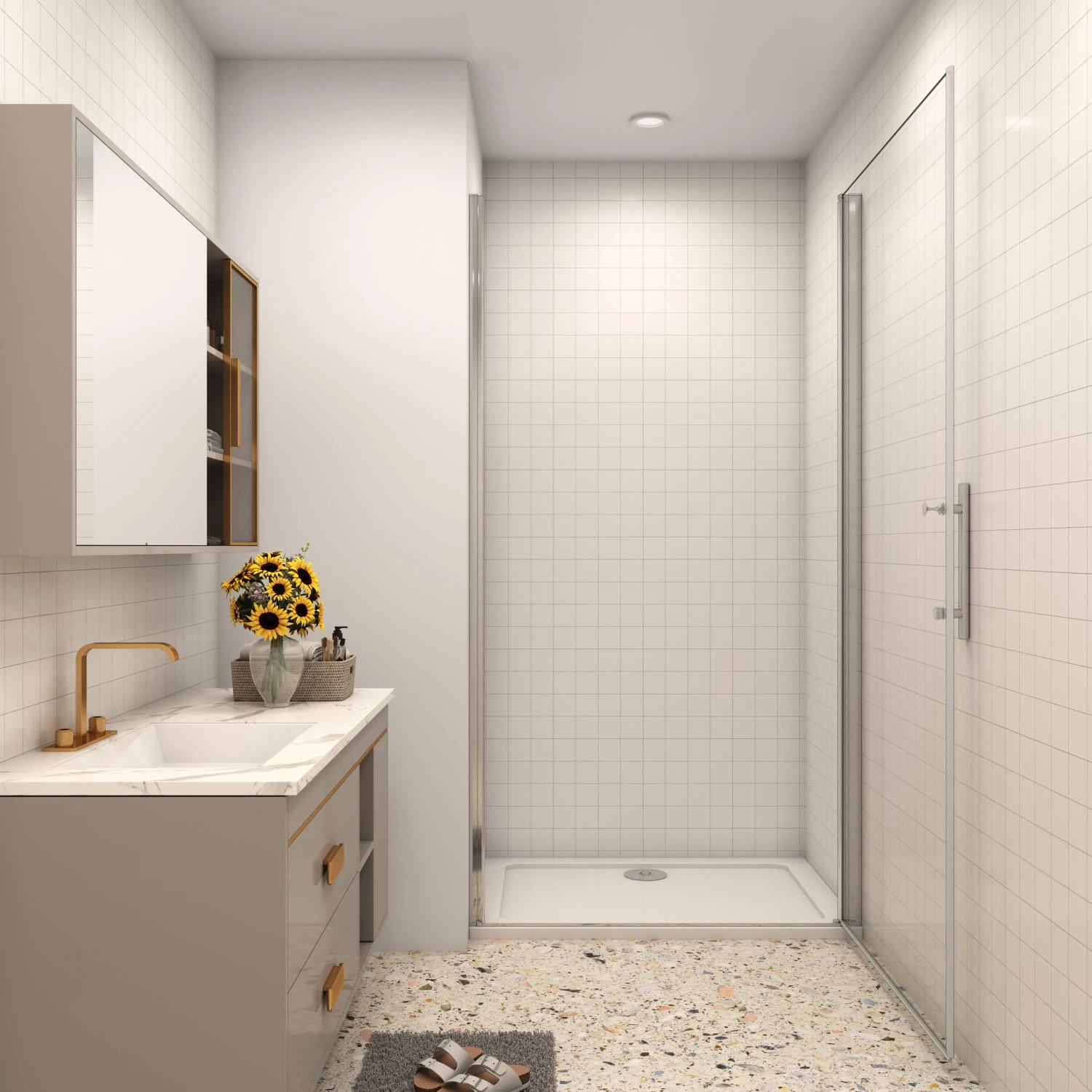 AICA Duschkabine 90x195cm mit Drehtür aus 6mm ESG Glas, Nischentür, Duschwand, Duschtür