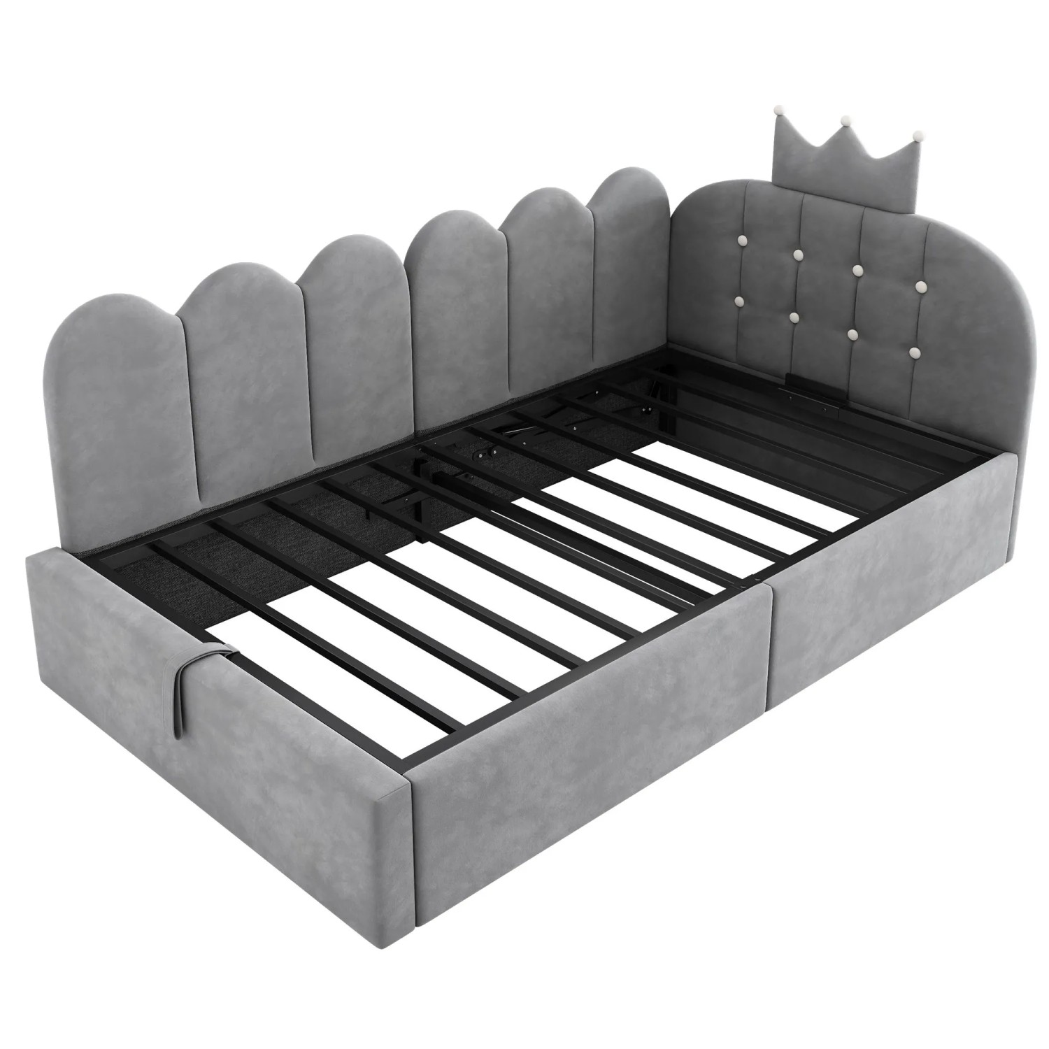 Merax Daybett 90x200 cm Schlafsofa Stauraum Samt Grau