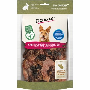 Dokas Hunde-Snack Kaninchen-Innereien, Belohnungssnack für Hunde mit Lunge, Magen, Leber und Herz vom Kaninchen.