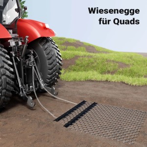 Wiltec Wiesenegge mit robustem Kettennetz, von Traktor gezogen, ebnet Boden. Ideal für Rasentraktor Zubehör.