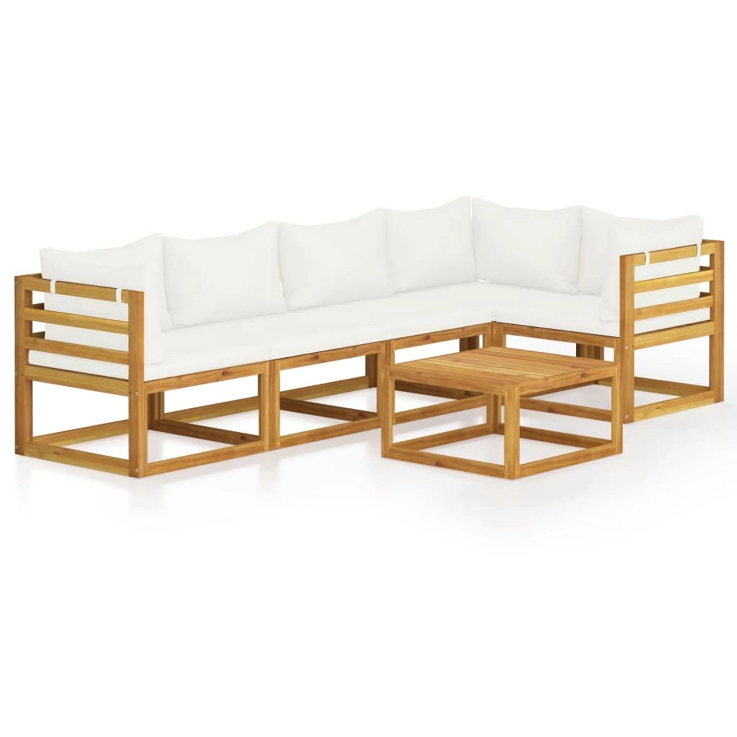 vidaXL 6-tlg Garten-Lounge-Set mit Auflagen Creme Massivholz Akazie Modell 7