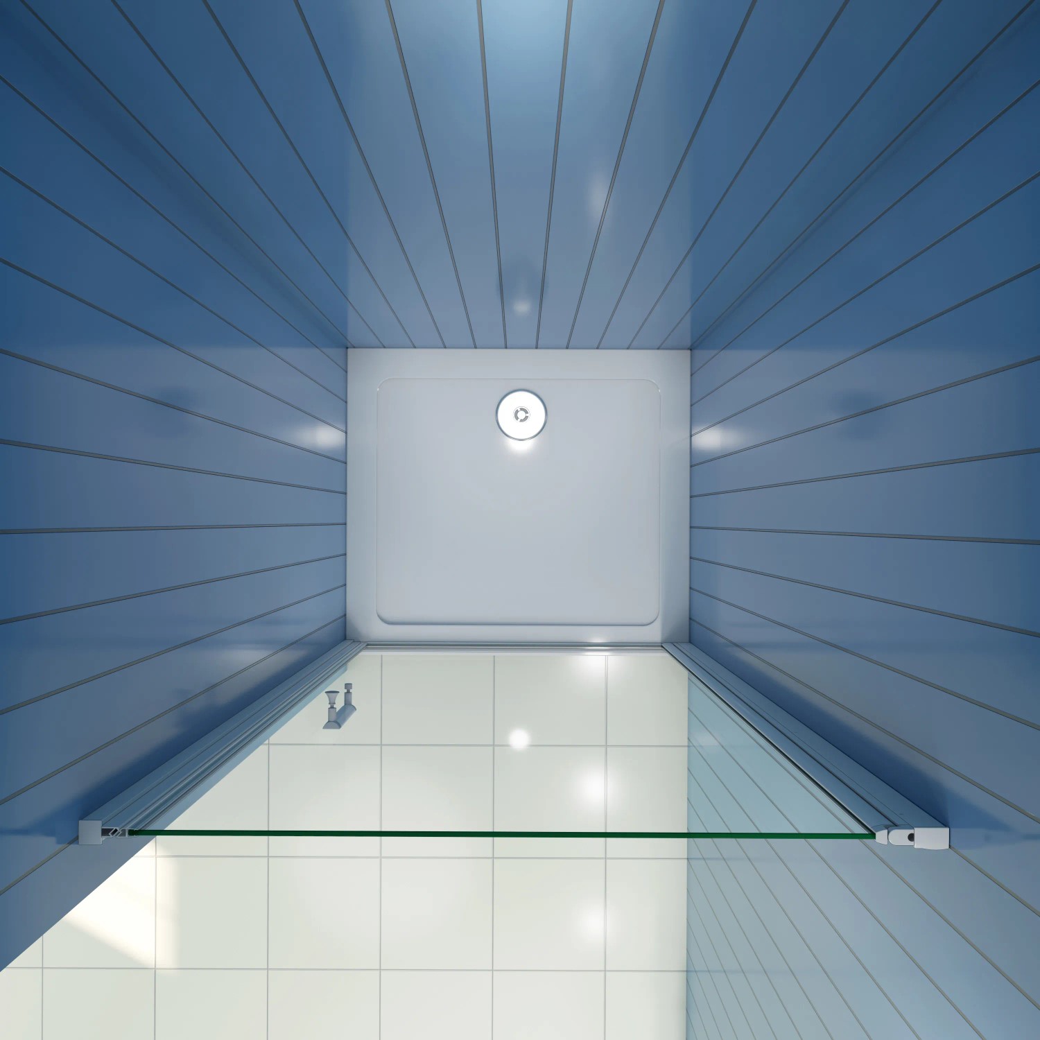 AICA Nischentür 80x185cm, Alu Silber Matt, ESG Glas, Drehtür für Duschkabine.