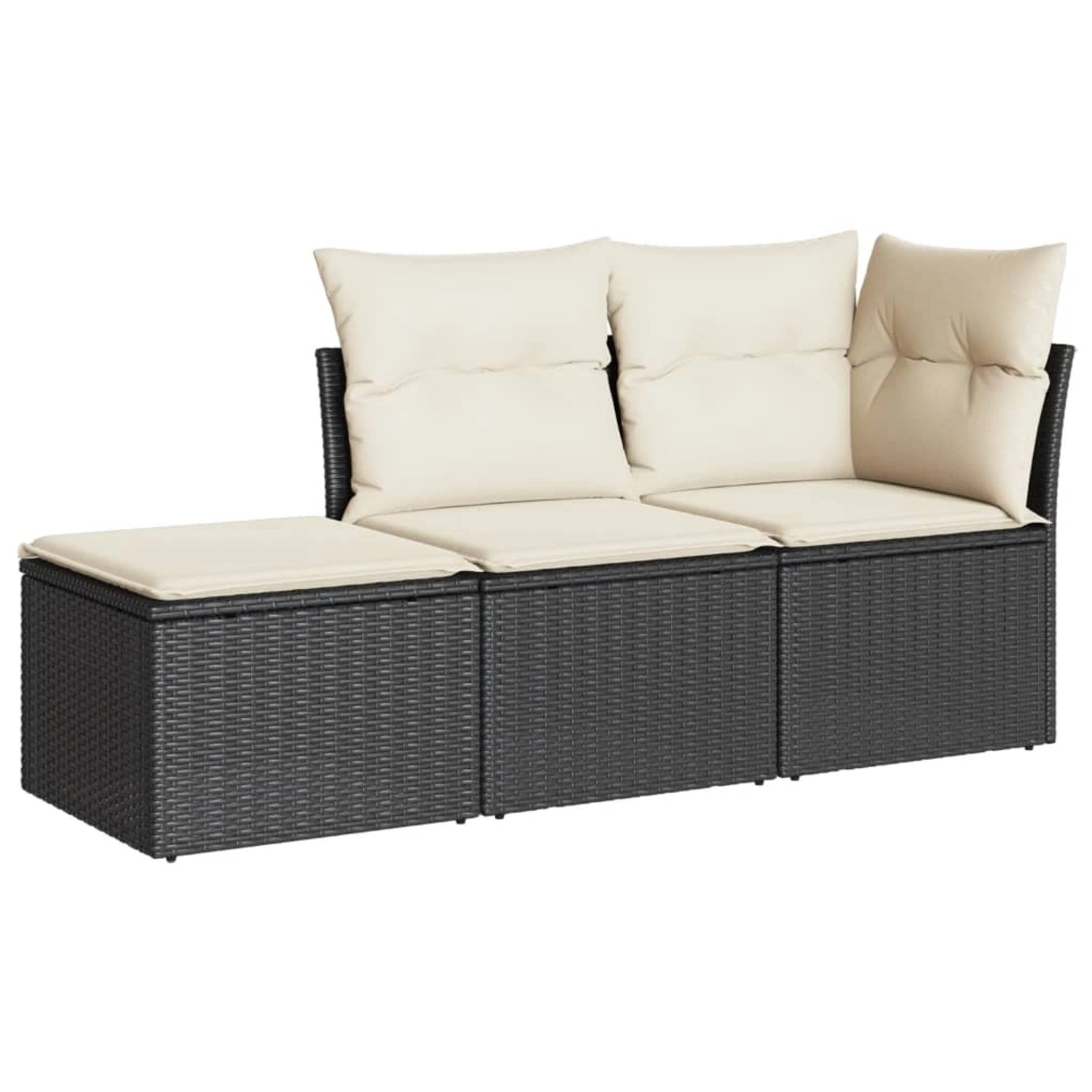 vidaXL 3-Tlg Garten-Sofagarnitur mit Kissen Schwarz Poly Rattan 3249305 günstig online kaufen