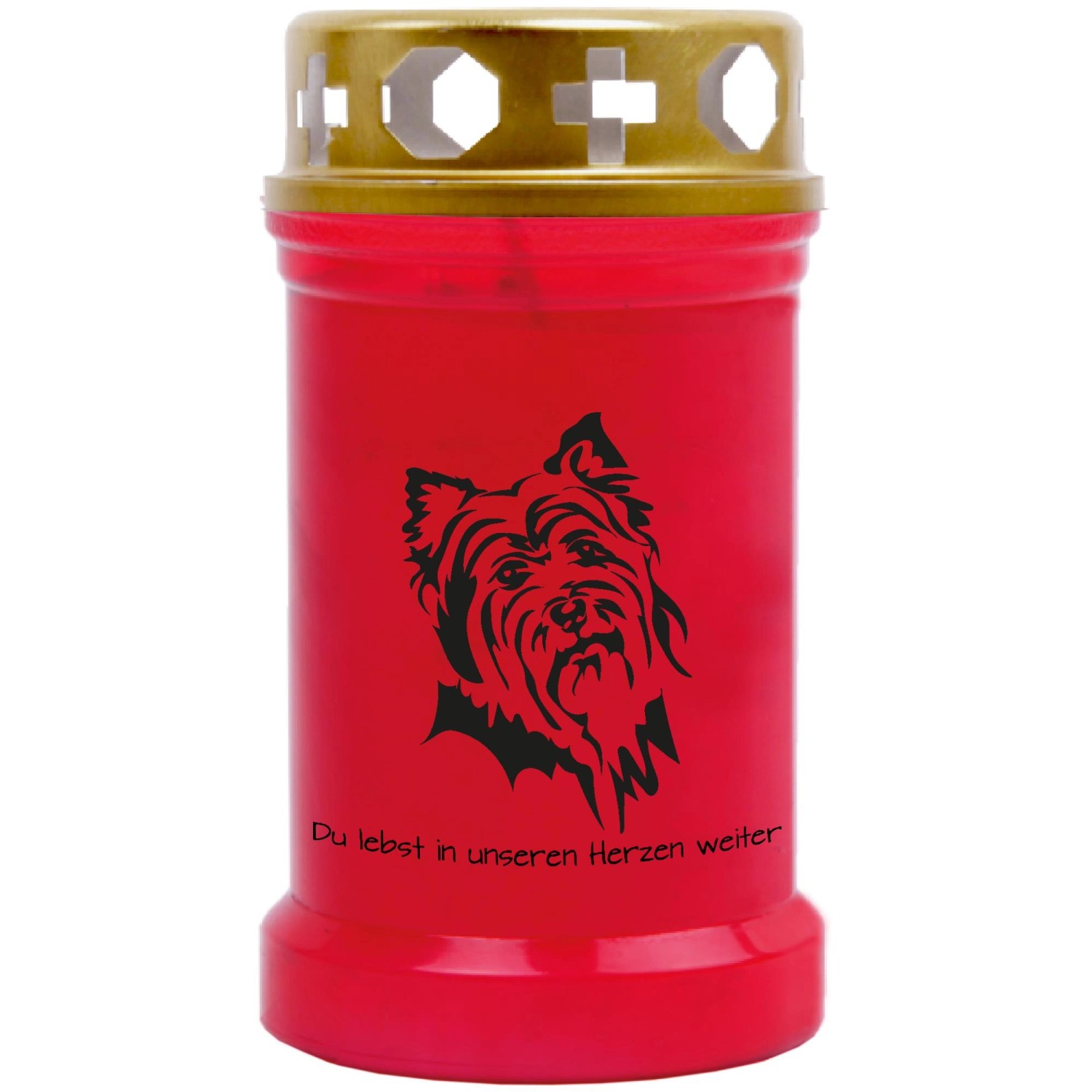 HS Candle Grabkerze Rot 40h Inkl. Deckel Gold Terrier günstig online kaufen