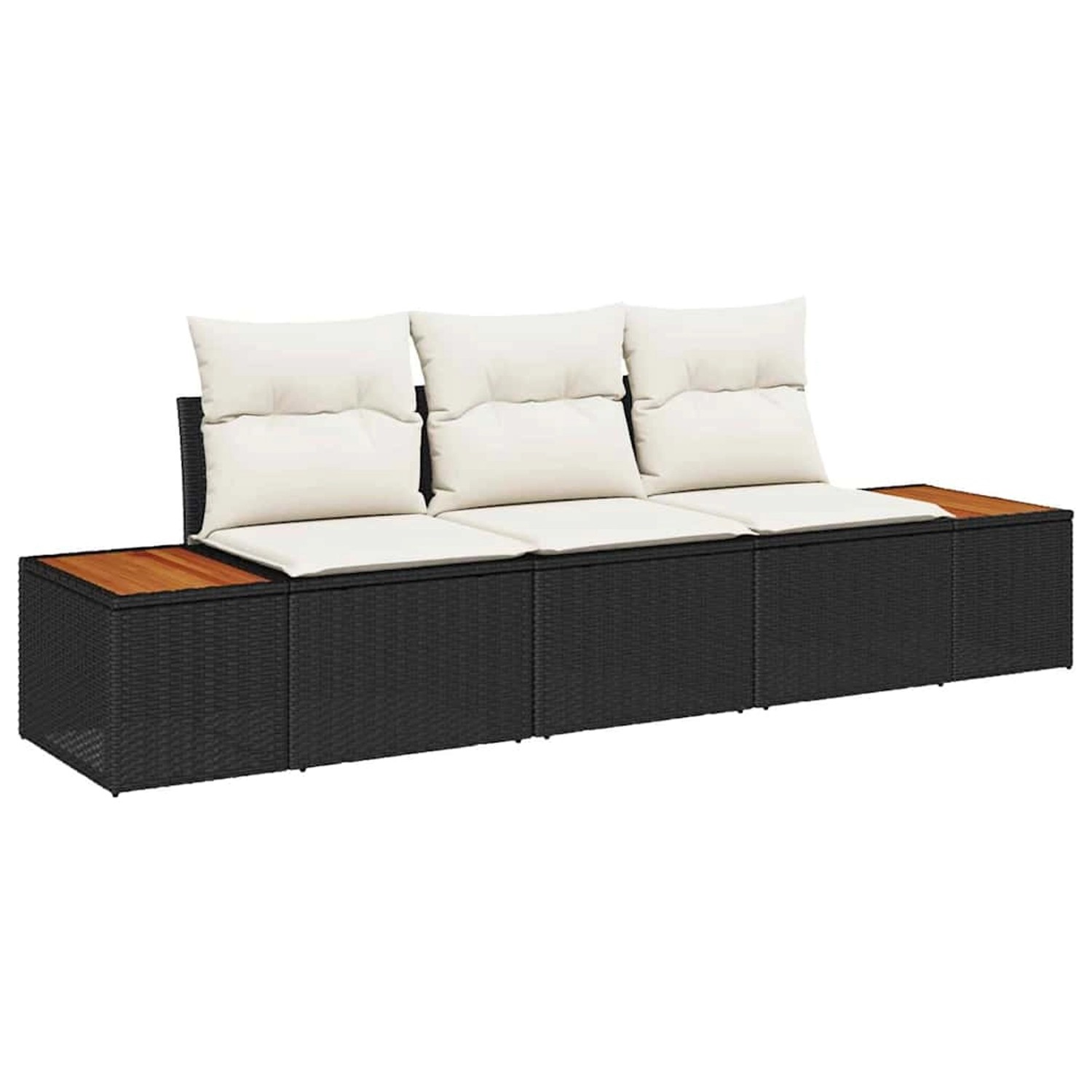 vidaXL Garten-Sofa-Set mit Kissen 3-Tlg Schwarz Poly Rattan 3348013 günstig online kaufen