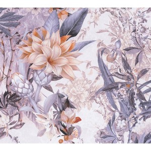 Vliestapete mit Blumenmuster in Weiß und Grau. Dekorative florale Optik für Wohnräume.