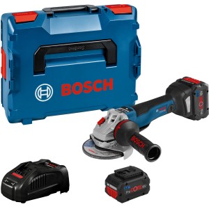 Bosch Professional Akku-Winkelschleifer GWS 18 V-10 SC mit Akkus, Ladegerät und L-Boxx.