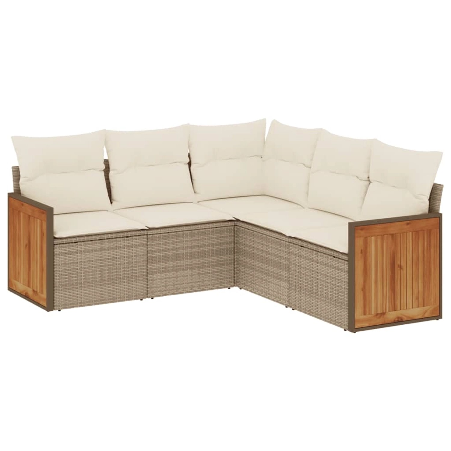 vidaXL 5-Tlg Garten-Sofagarnitur mit Kissen Beige Poly Rattan 3227640 günstig online kaufen