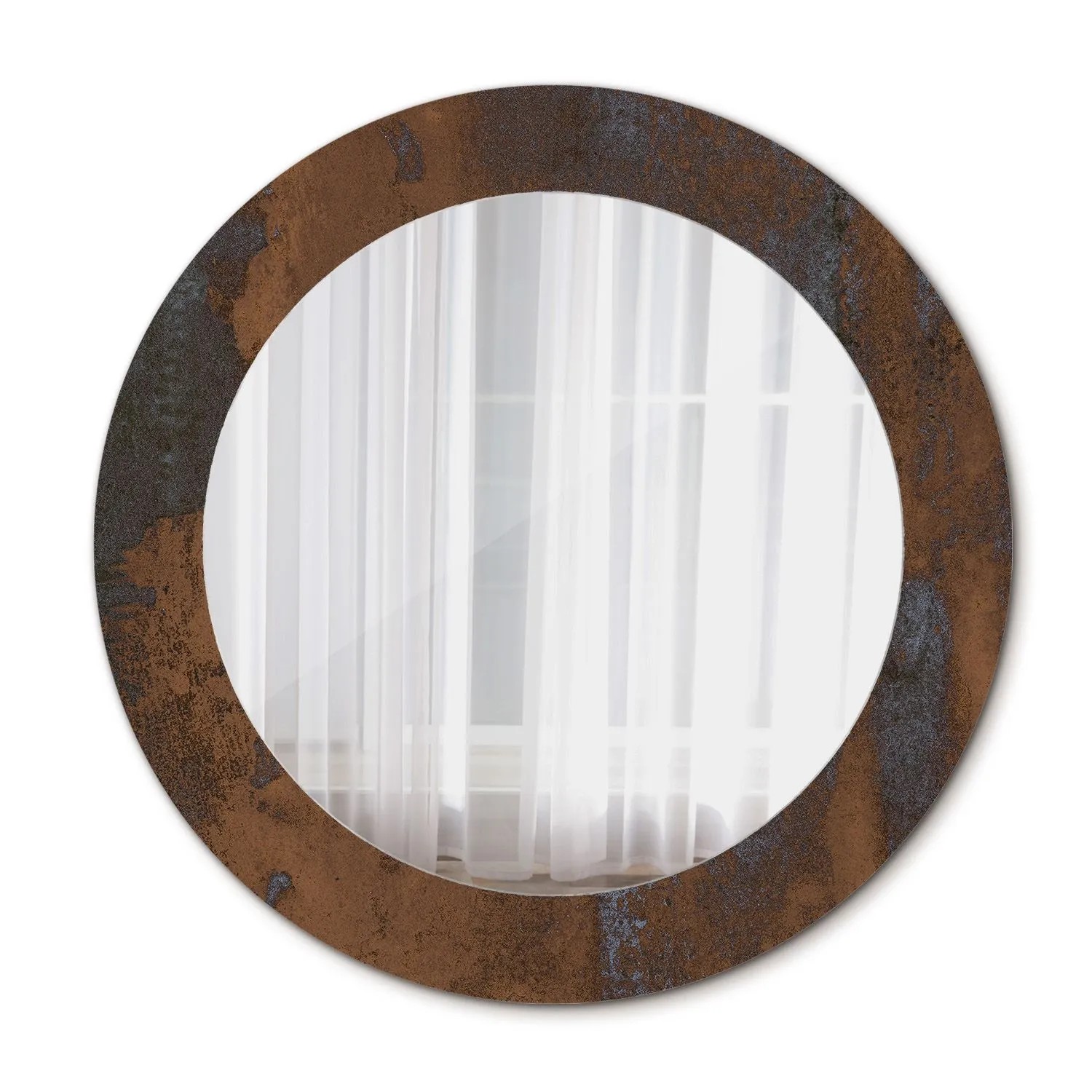 Tulup Bedruckte Spiegel Rustikales Metallic 60x60 cm Runder Spiegel mit Dek günstig online kaufen