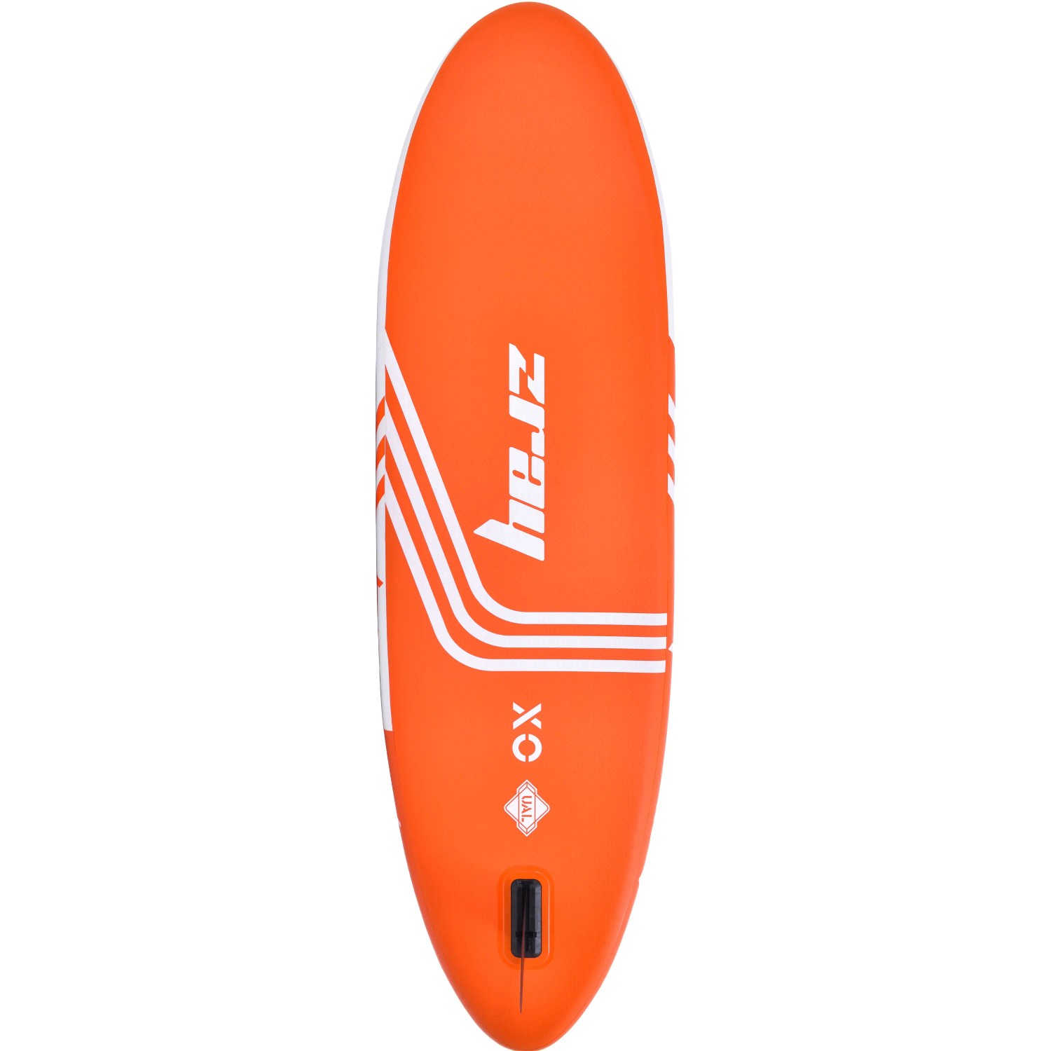 Orangefarbenes ZRAY Stand Up Paddle Board X0, Draufsicht. Ideal für Einsteiger und Kinder.