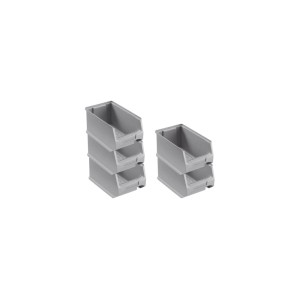 Sparset: 5 graue Sichtlagerboxen, 12,5x14,5x23,5 cm, 2,8 Liter, stapelbar für Aufbewahrungssysteme.