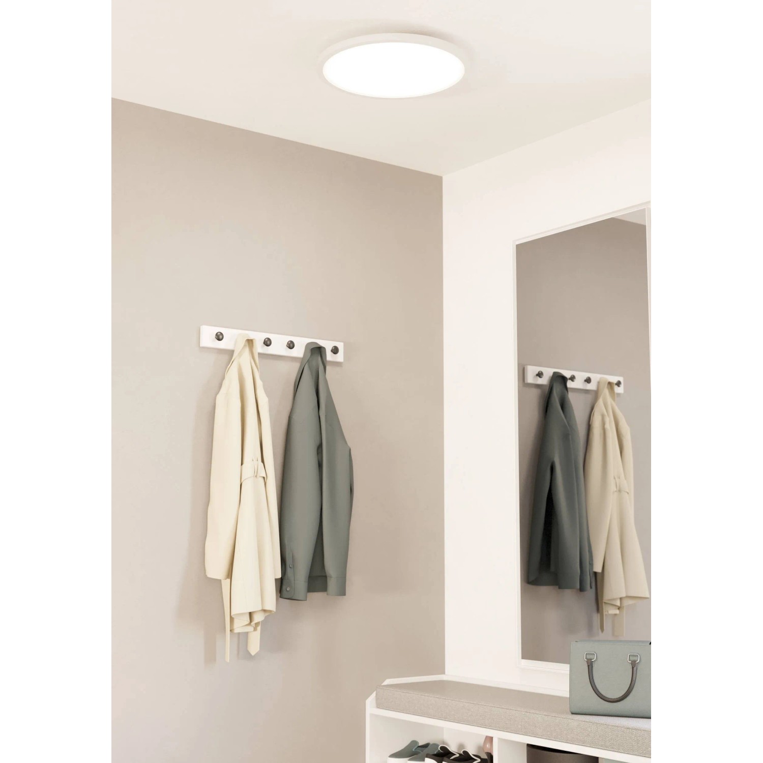 Weiße, runde LED-Deckenleuchte Sarsina-Z von Eglo Connect, Durchmesser 45 cm.