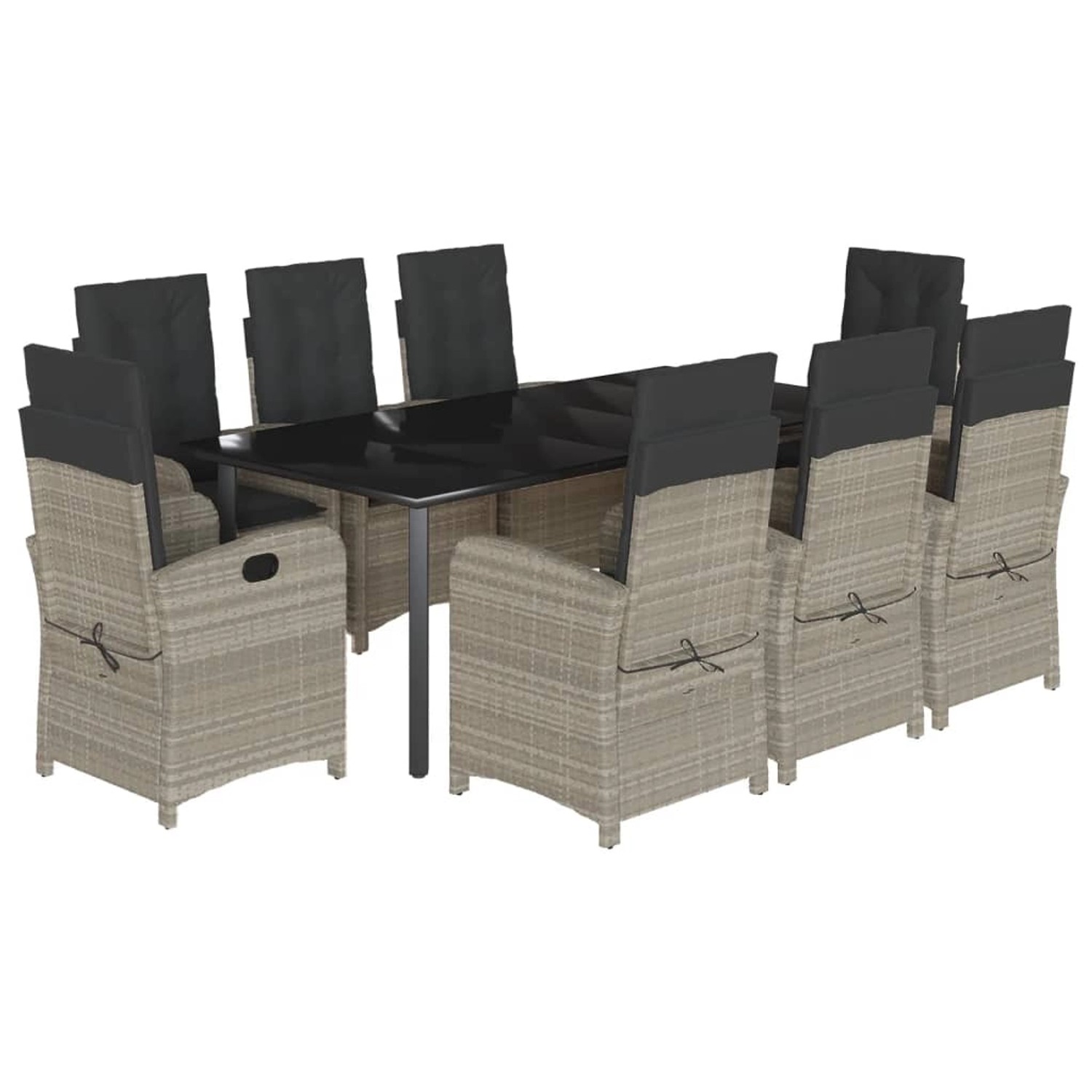 vidaXL 9-Tlg Garten-Essgruppe mit Kissen Hellgrau Poly Rattan 3212429 günstig online kaufen