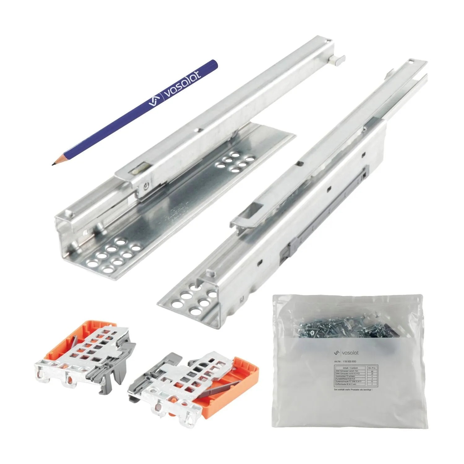 vasalat Set Blum Tandem Teilauszug Set Schubladenauszug 270mm Blumotion + Kupplung bis 30kg