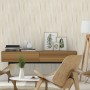 Beige Vliestapete mit Wellenmuster im Wohnraum, Rasch Tapetenwechsel II 651515, 10,05x0,53m.