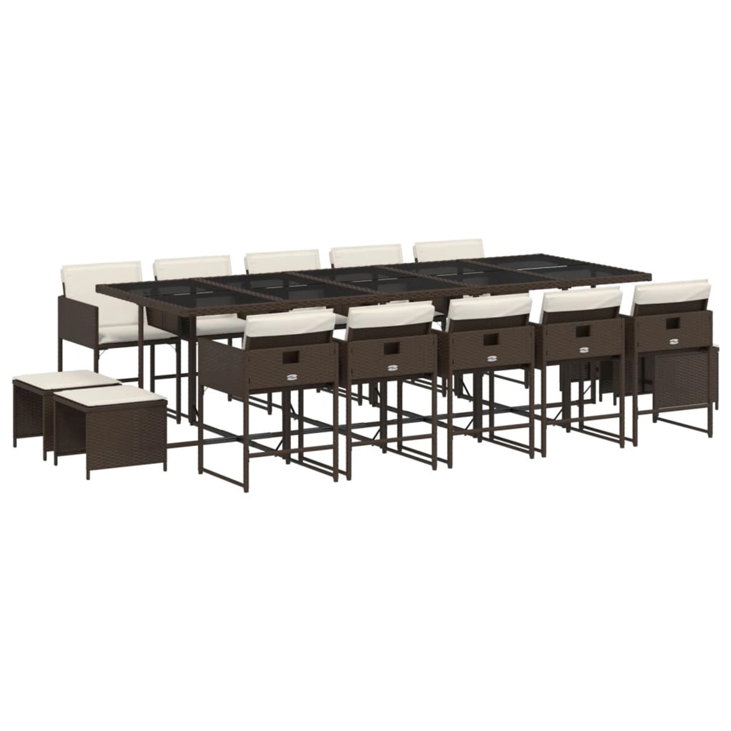 vidaXL 15-Tlg Garten-Essgruppe mit Kissen Braun Poly Rattan 3211353 günstig online kaufen