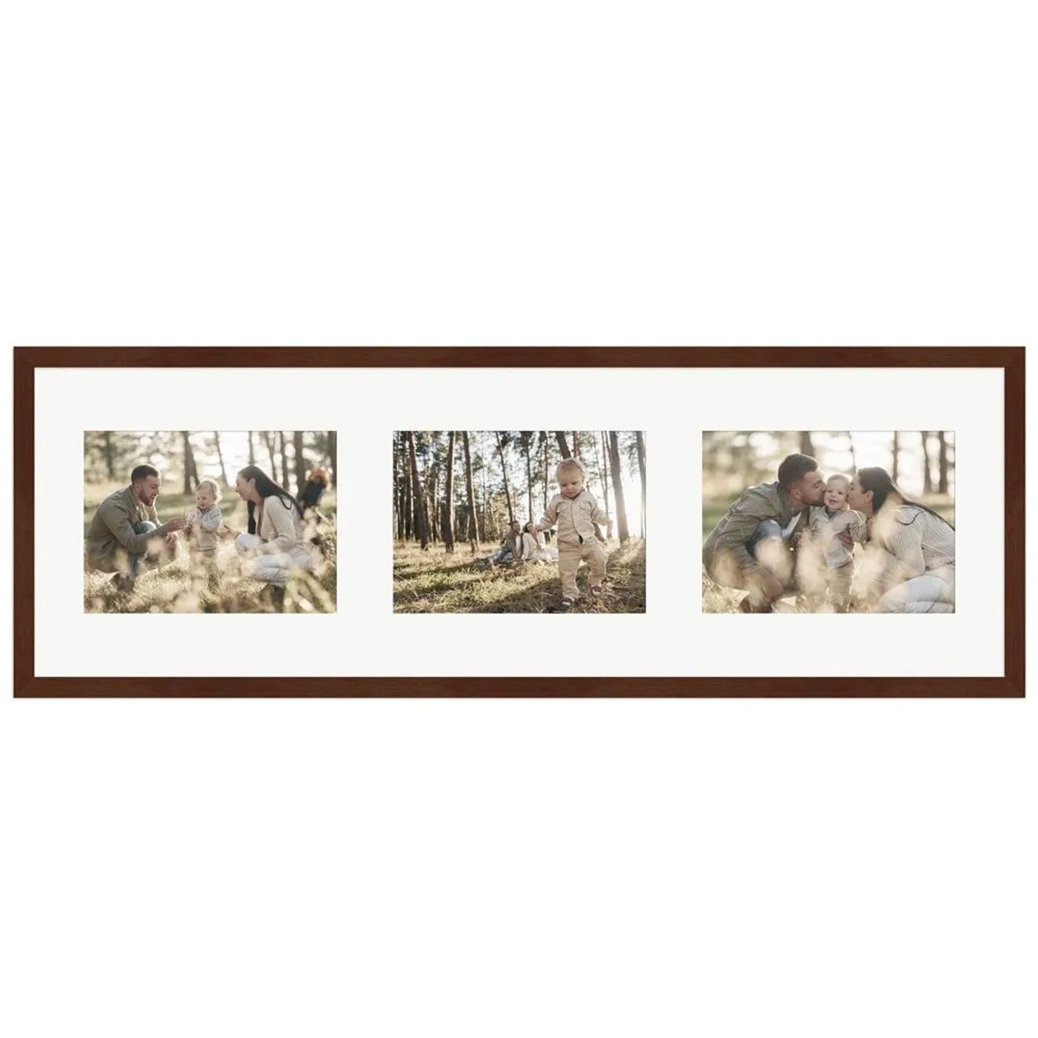 WANDStyle Galerierahmen G950 in Nussbaum-Optik 23 x 70 cm für 3 Bilder im Format 13 x 18 cm