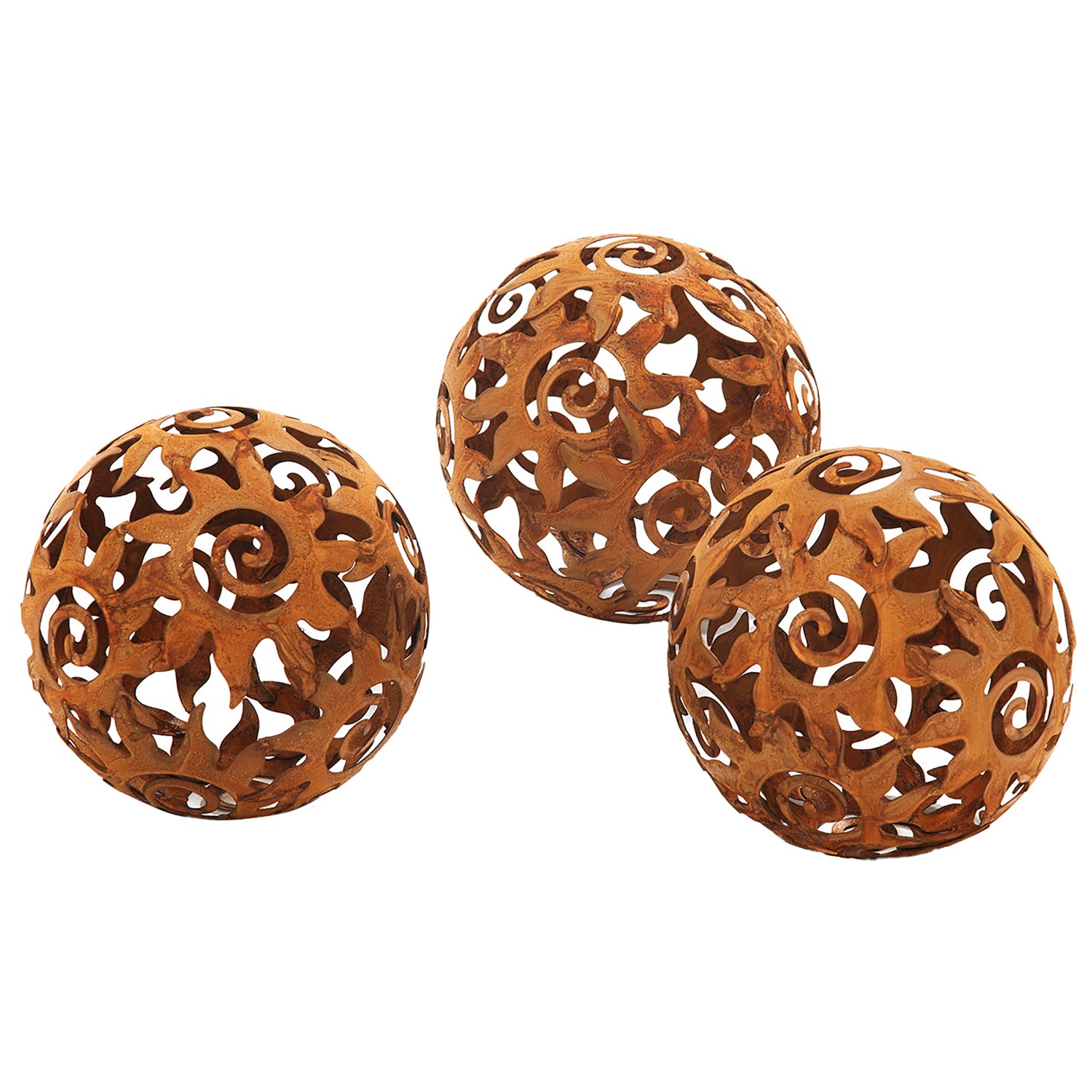 Kobolo Gartenkugel KALURA Rostoptik 3er Set Durchmesser 12 cm