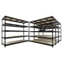 PROREGAL Mega Deal 4x Profi Schwerlastregal Rhino HxBxT 200x240x70cm 5 Spanplatten-Ebenen 8mm Fachlast 450kg Schwarz