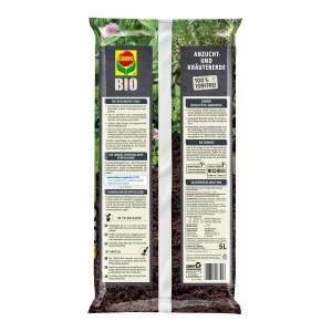 Verpackung Compo Bio Anzucht- und Kräutererde, torffrei, 5 l.