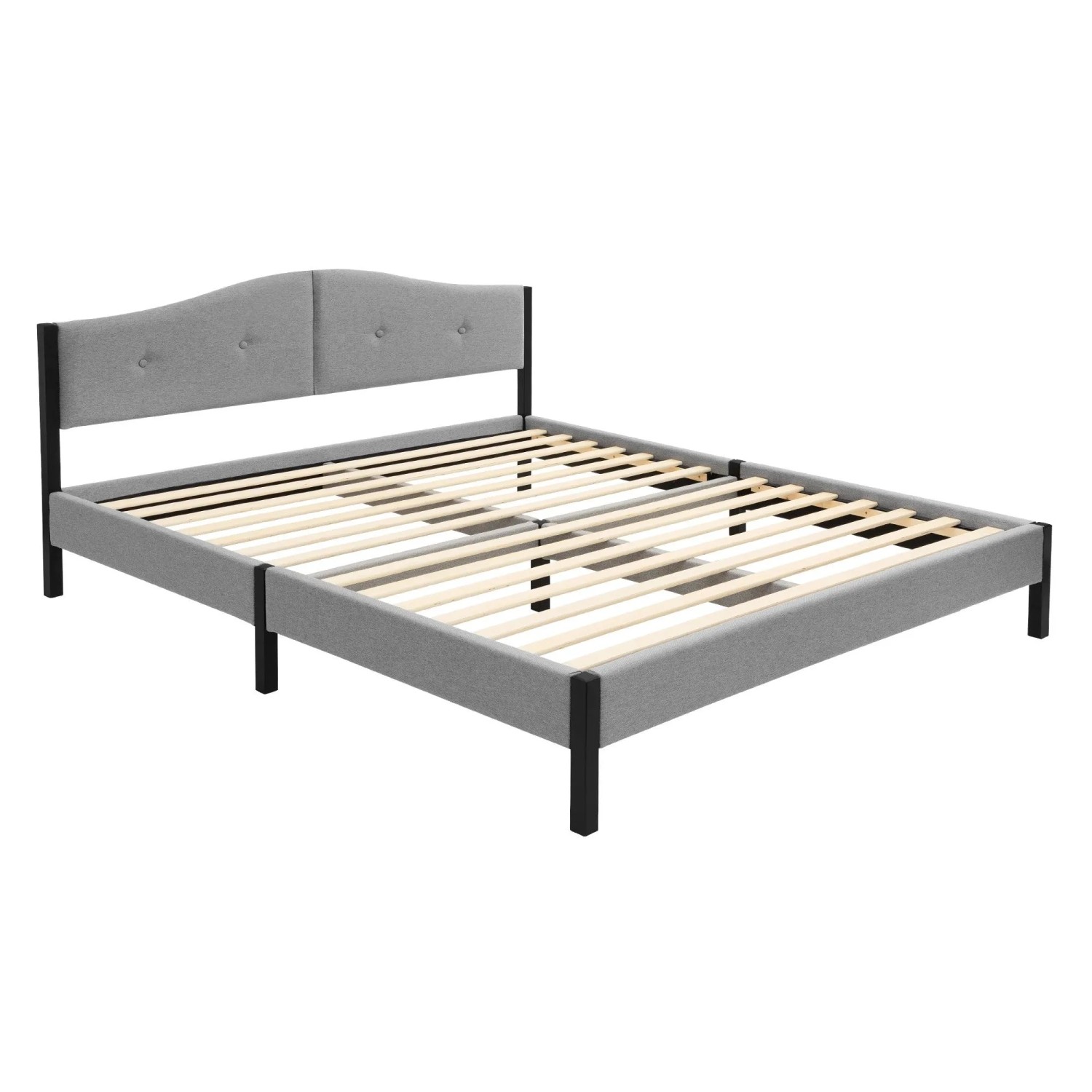 ML-Design Polsterbett 160x200 cm Grau mit Lattenrost und Leinenstoff