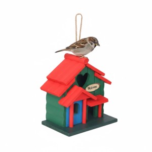 Relaxdays Vogelhaus Kiefernholz Mehrfarbig Wetterfest 23 cm x 18 cm x 13 cm