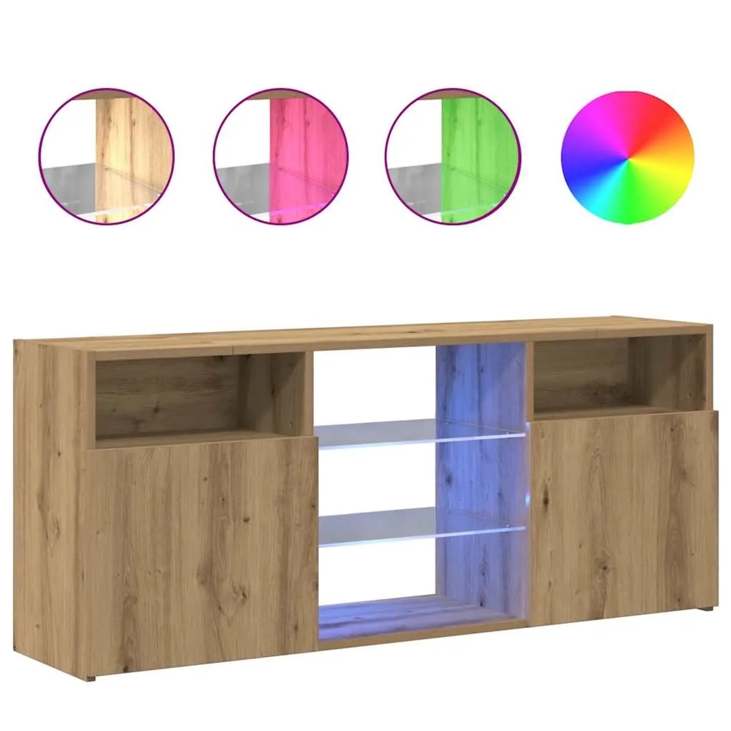 vidaXL TV-Schrank mit LED-Leuchten Artisan-Eiche 120x30x50 cm 856352_3