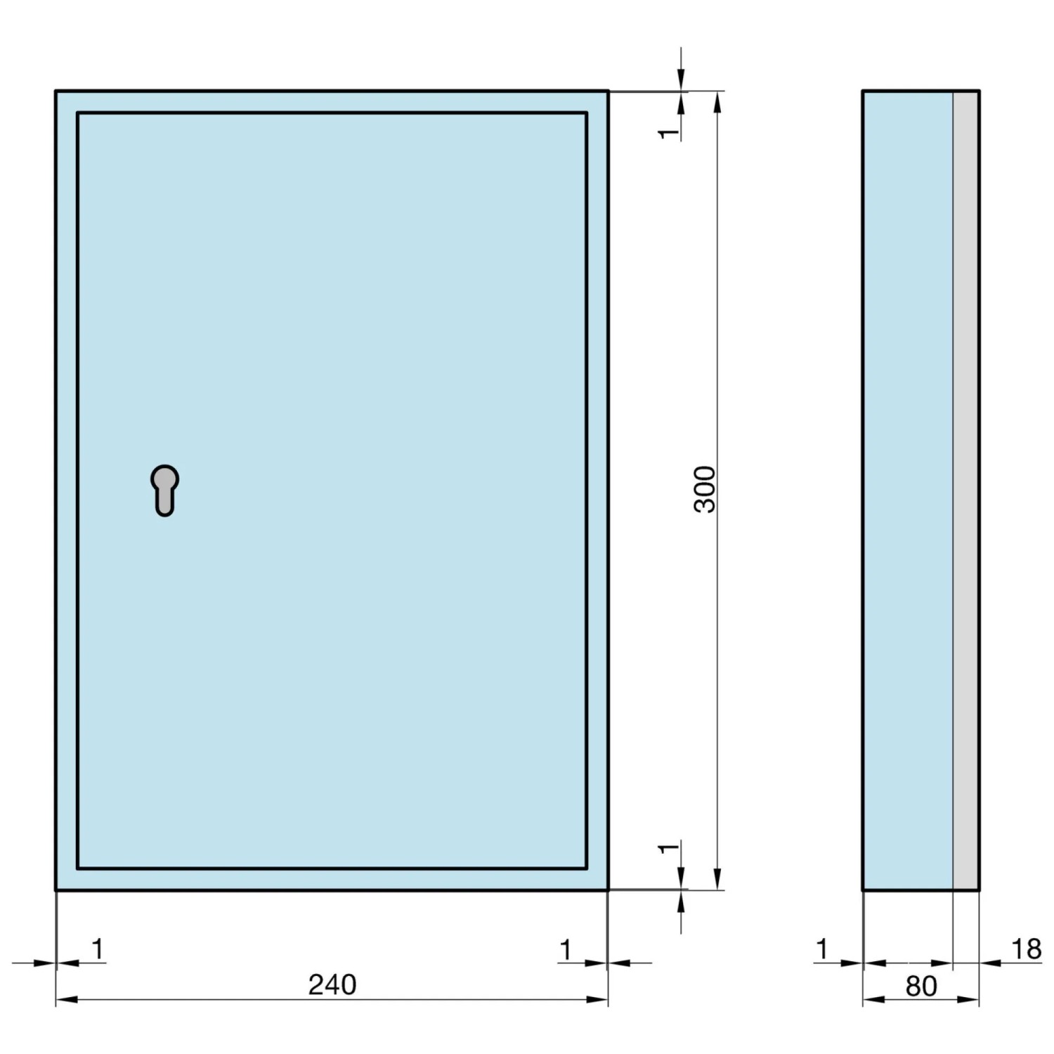Grauer Schlüsselschrank aus Stahlblech mit Zylindervorrichtung für 35 Schlüssel. Sichere Wandmontage.