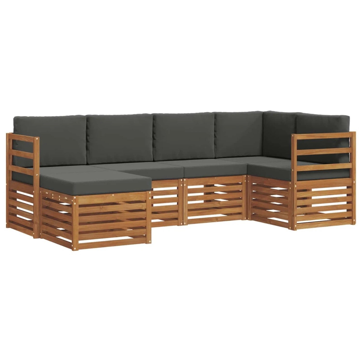 vidaXL Sofagarnituren 6 Tlg Natur und Anthrazit Massivholz Akazie 3375072