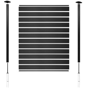 MCW WPC-Sichtschutz Savoie, 3er Set, 5,6m, Anthrazit. Windschutz Zaun mit Alu-Pfosten.