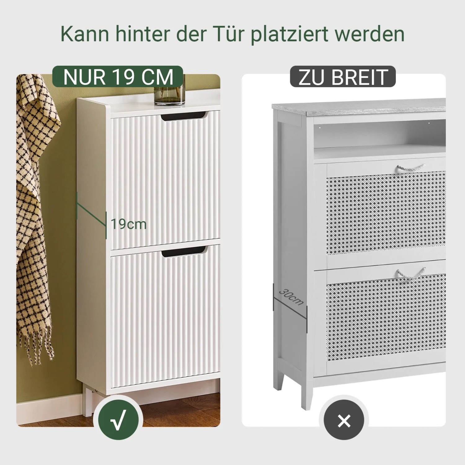 SoBuy Schuhkipper mit 2 Klappen Schuhschrank Schmal für Diele Flur FSR177-W_5