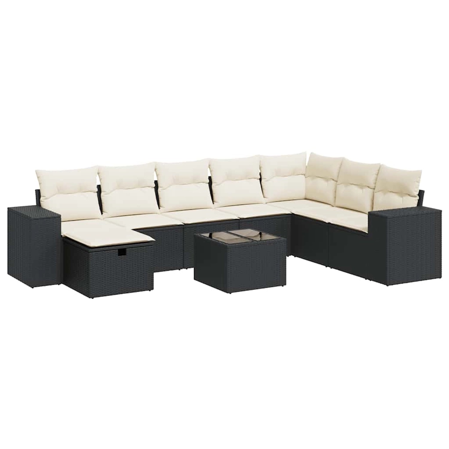 vidaXL 9-Tlg Garten-Sofagarnitur mit Kissen Schwarz Poly Rattan 3325742 günstig online kaufen