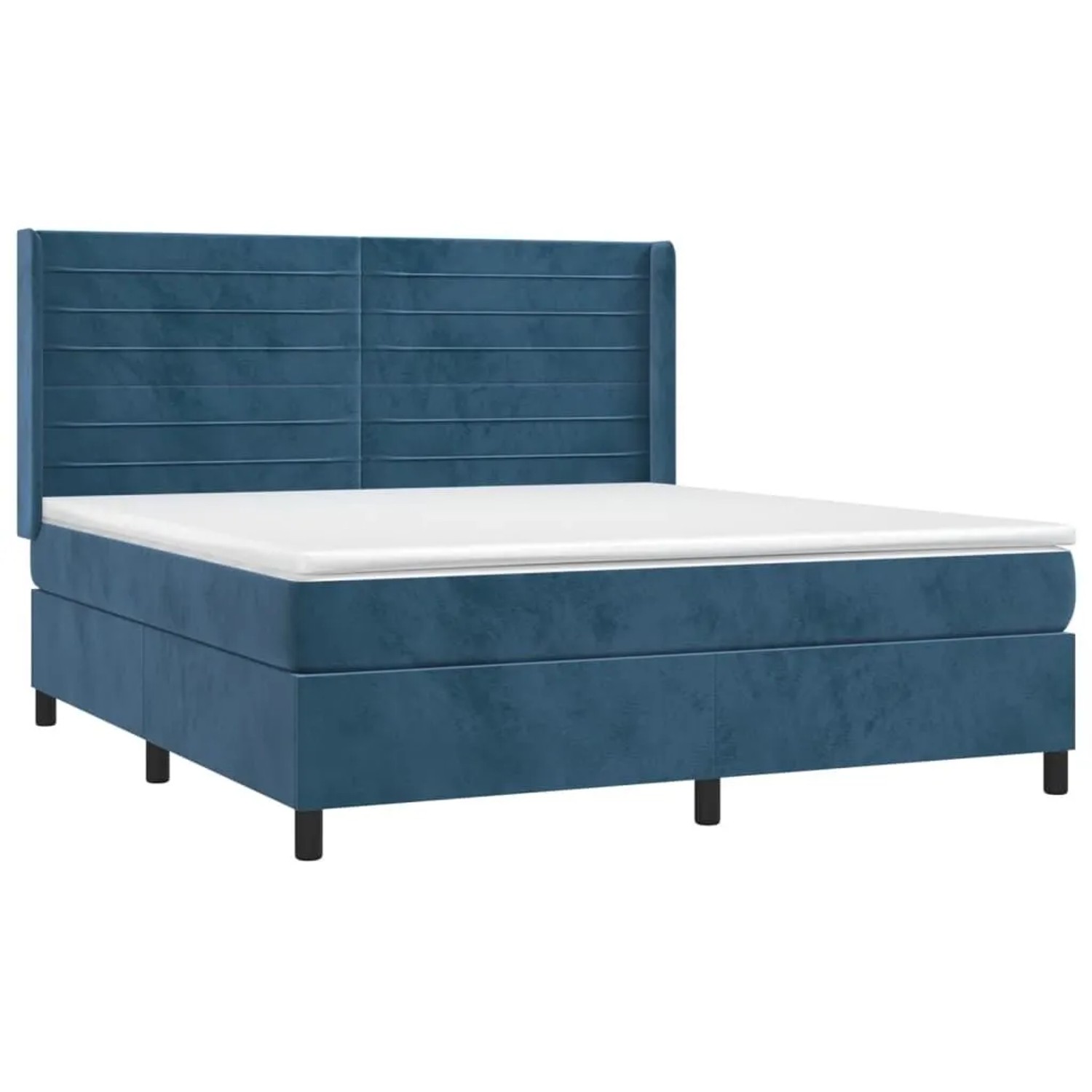 vidaXL Boxspringbett mit Matratze & LED Dunkelblau 180x200 cm Samt 3139641