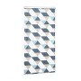 Relaxdays Duschrollo 80x240cm mit Dreiecken in Grau, Blau und Beige.