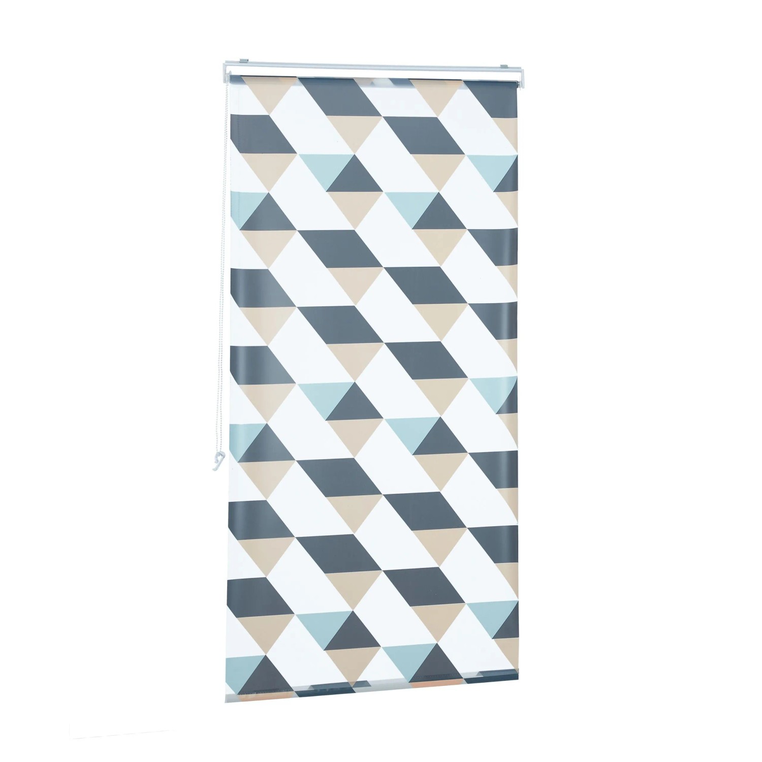 Relaxdays Duschrollo Kunststoff Aluminium Grau Blau Beige Wasserabweisend 80 cm x 240 cm