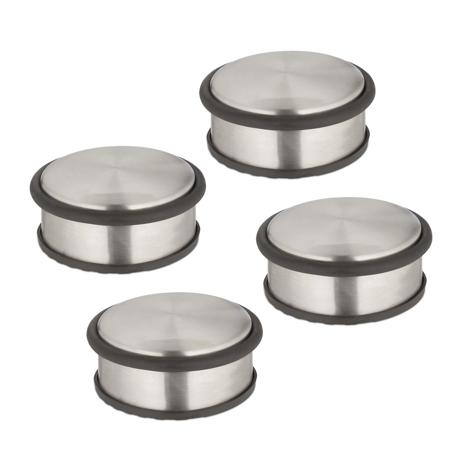 Relaxdays Türstopper Edelstahl Silber Schwer 4er Set 4,5 cm x 10,5 cm 1,1 kg
