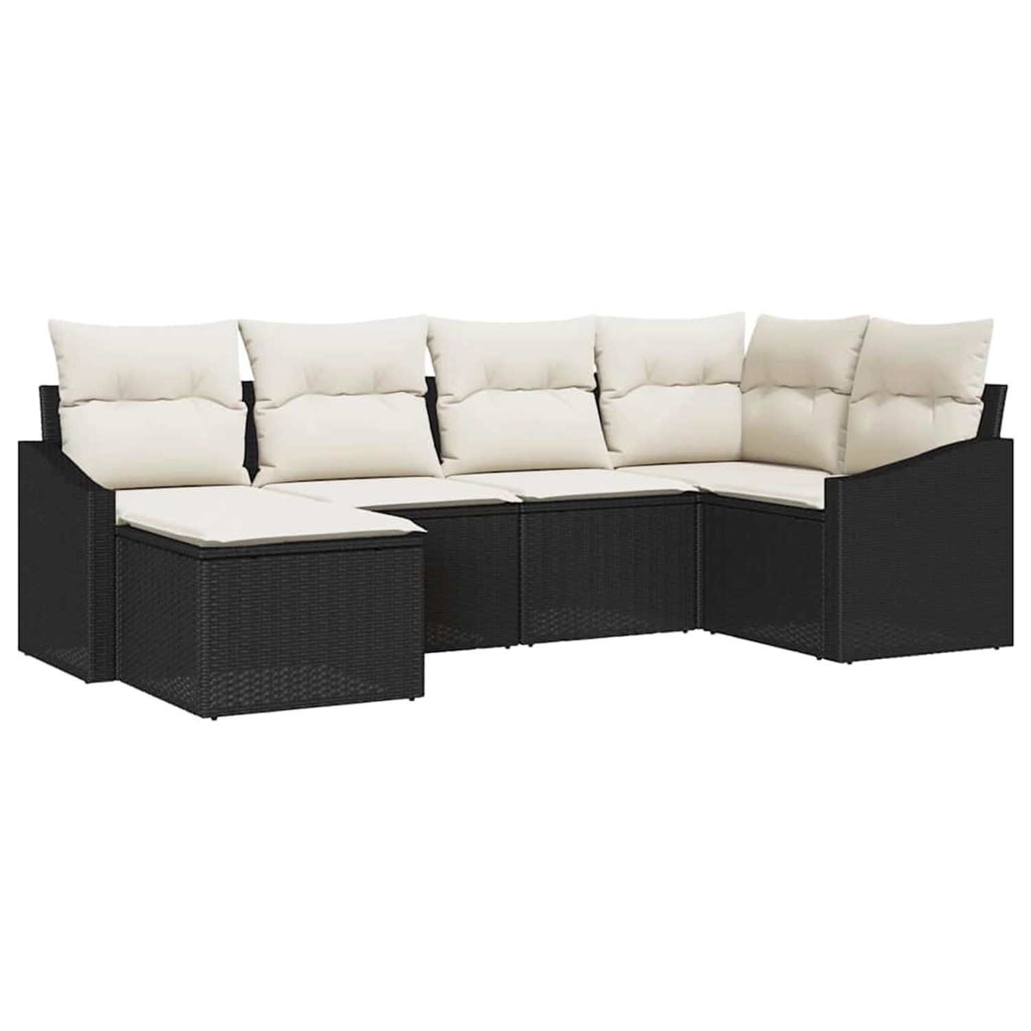 vidaXL Garten-Sofa-Set 6-Tlg Schwarz Poly Rattan 3346787 günstig online kaufen
