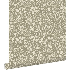 ESTAhome Tapete Blumen Hellolivgrün 50 x 900 cm