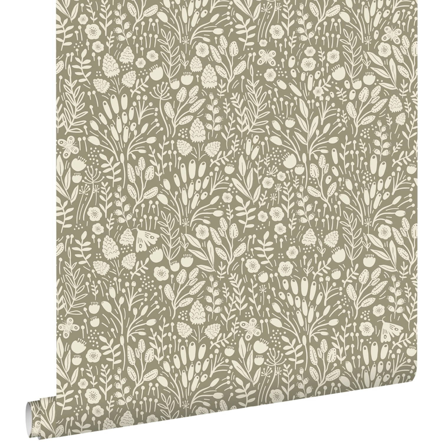 ESTAhome Tapete Blumen Hellolivgrün 50 x 900 cm günstig online kaufen
