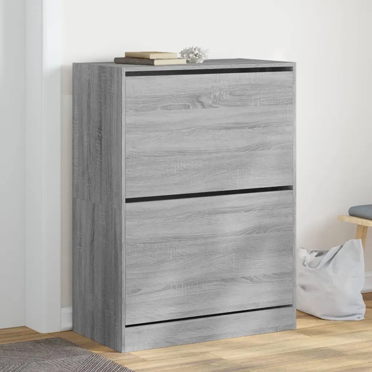 vidaXL Schuhschrank mit 2 Klappen Grau Sonoma 80x42x108 cm 3214404_2