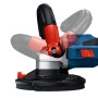Bosch Professional GBR 18V-15 S Akku-Betonschleifer mit drehbarem Handgriff und Absaughaube.