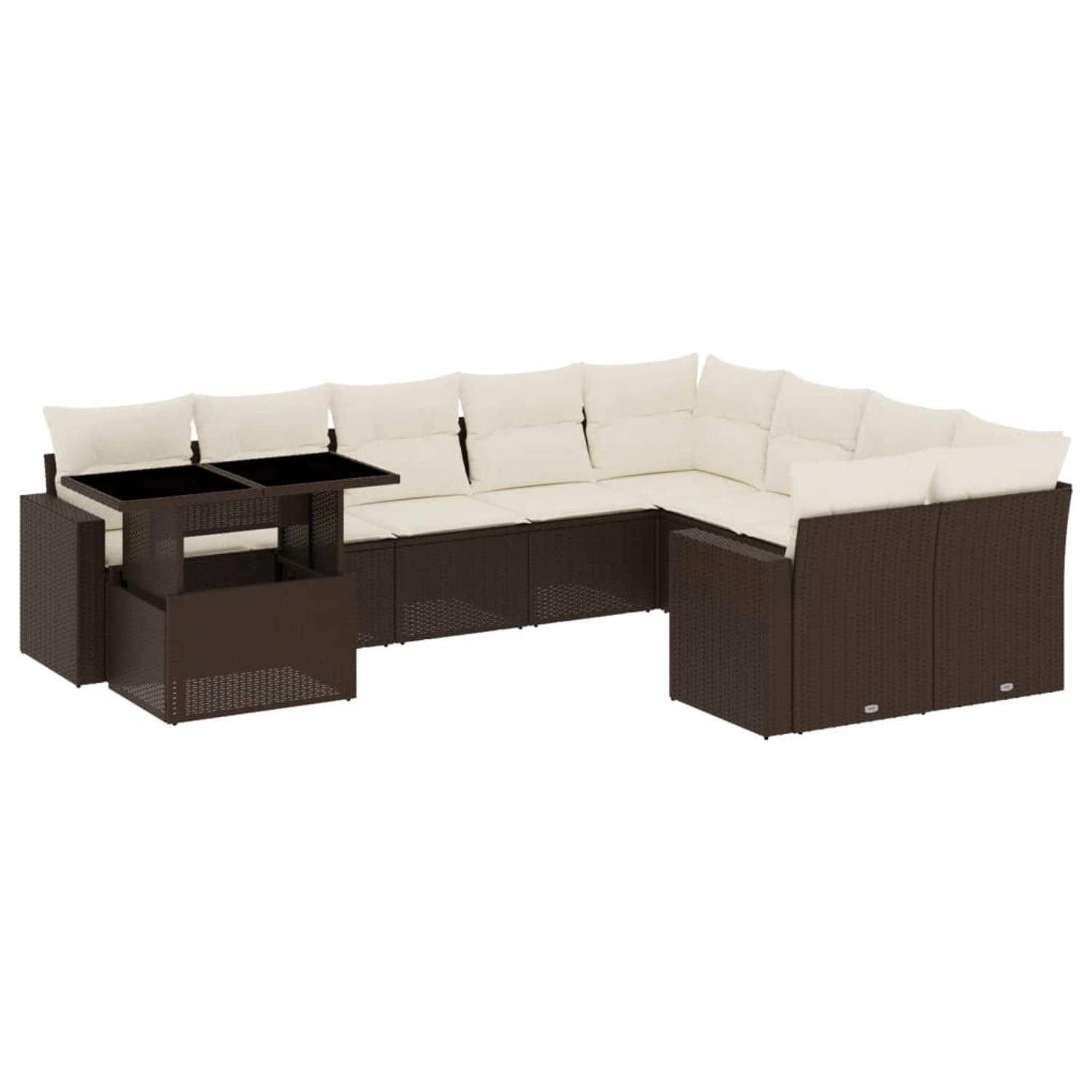 vidaXL 10-Tlg Garten-Sofagarnitur mit Kissen Braun Poly Rattan 3267513 günstig online kaufen