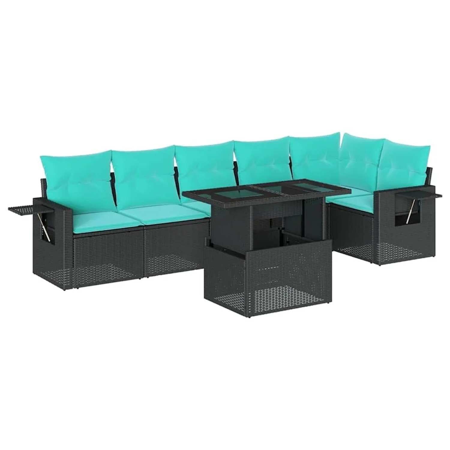 vidaXL 7-Tlg Gartensofa-Set mit Kissen Schwarz Polyrattan 3267917 günstig online kaufen