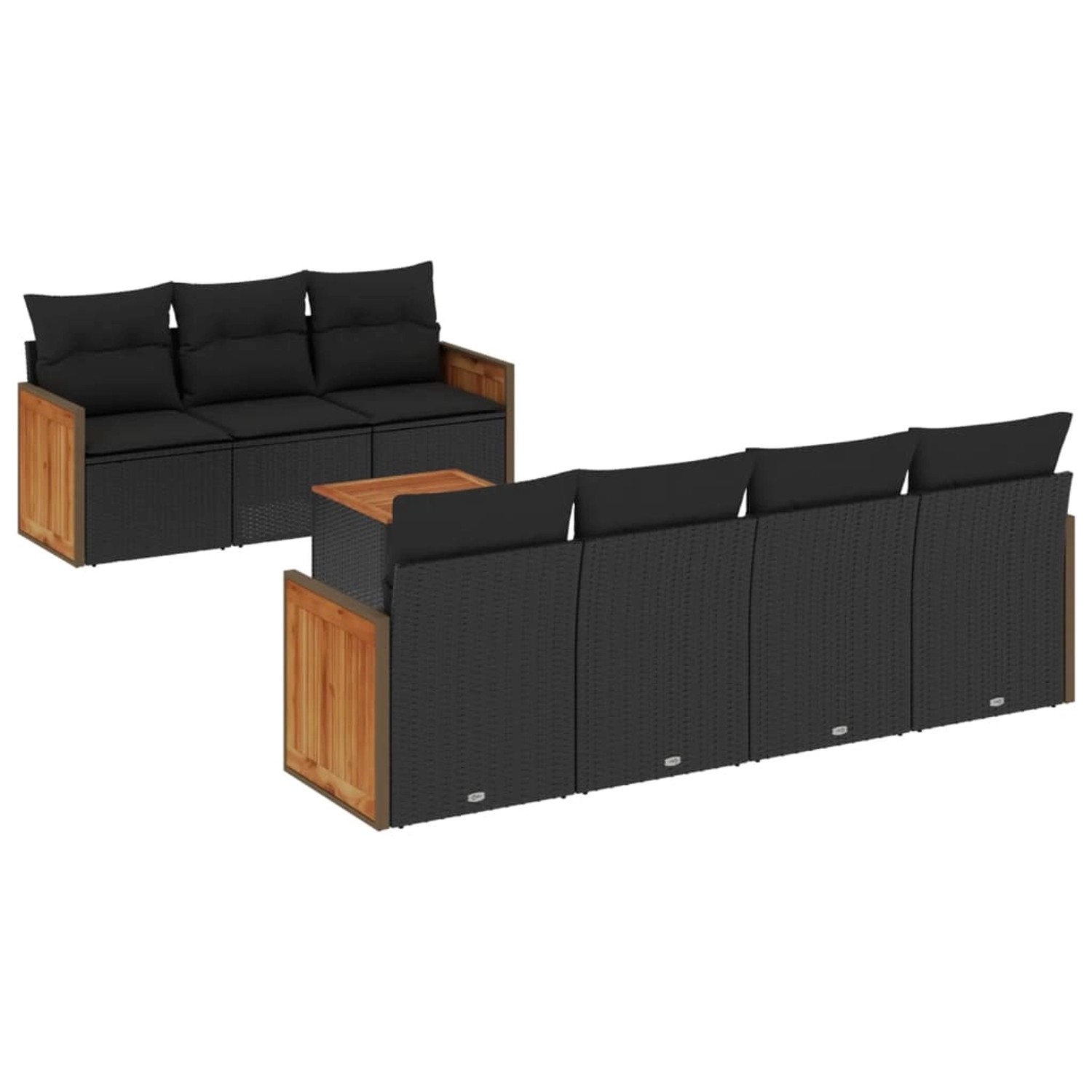 vidaXL 8-Tlg Garten-Sofagarnitur mit Kissen Schwarz Poly Rattan 3227483 günstig online kaufen