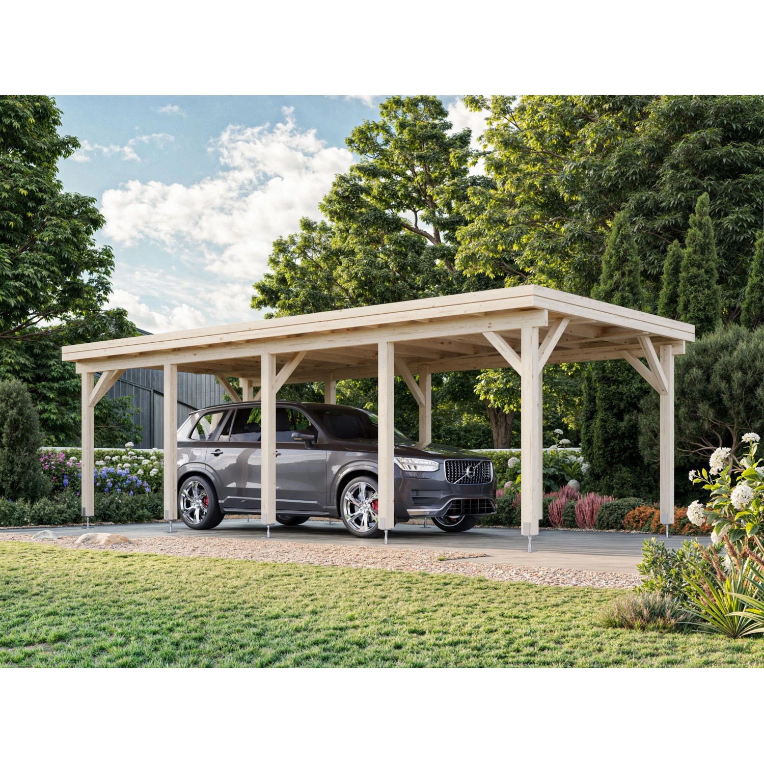 Palmako Carport Karl 315 x 732 cm Lackiert Dunkelgrau FSC® günstig online kaufen