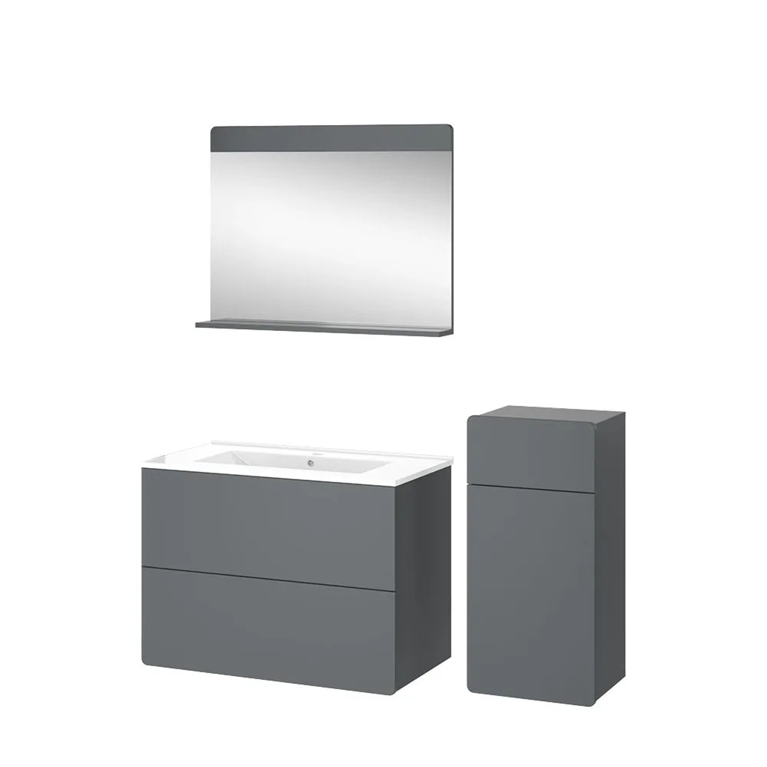 Vicco Badmöbel-Set Izan Grau 80 x 59 4-teilig